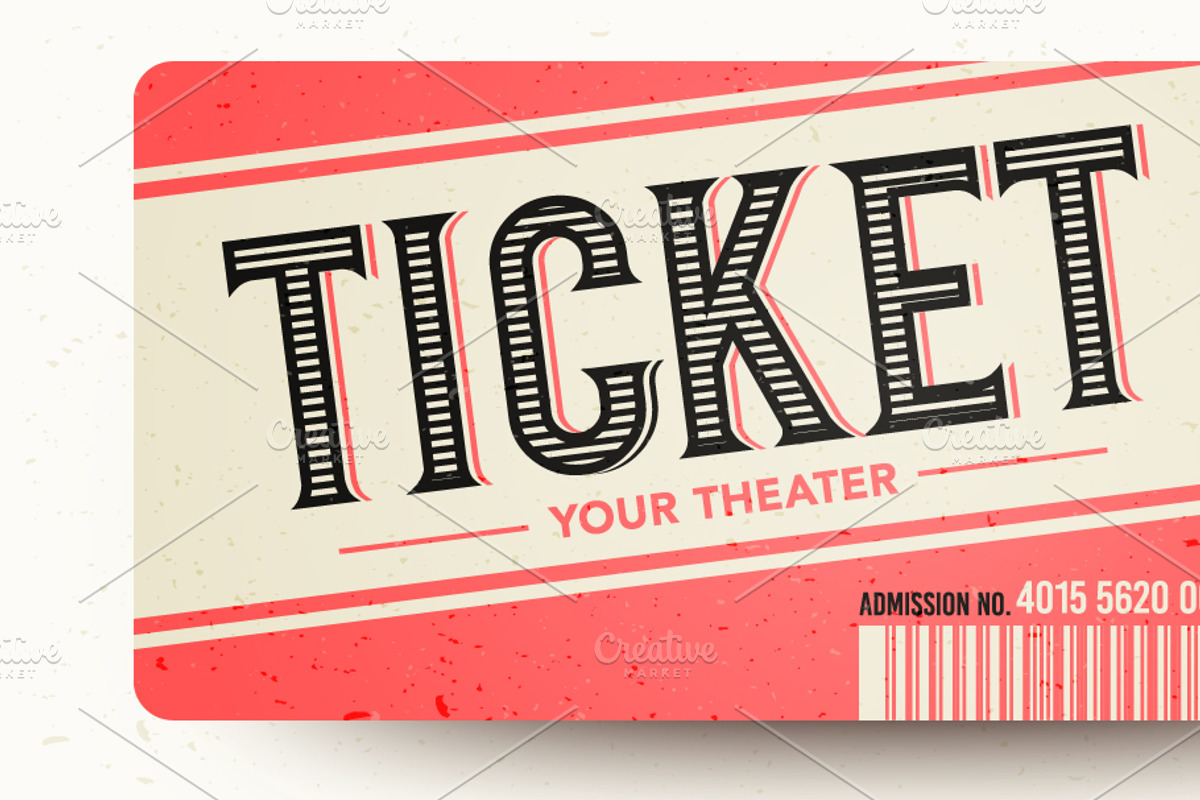 Vintage Retro Cinema Ticket Template, an Object Graphic by Black White Mouse Design (Photo 2 of 3)