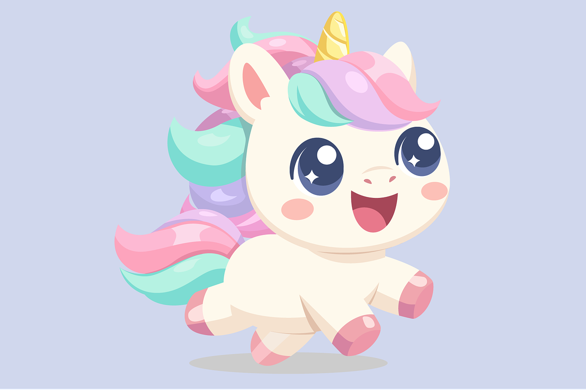 Kawaii Baby Unicorn Running Cartoon, an Animal Illustration by Artpon Illustration (Photo 3 of 3)