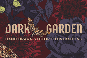 Dark Garden Floral Illustration Kit, a Seasonal Illustration by Instinct Design Co