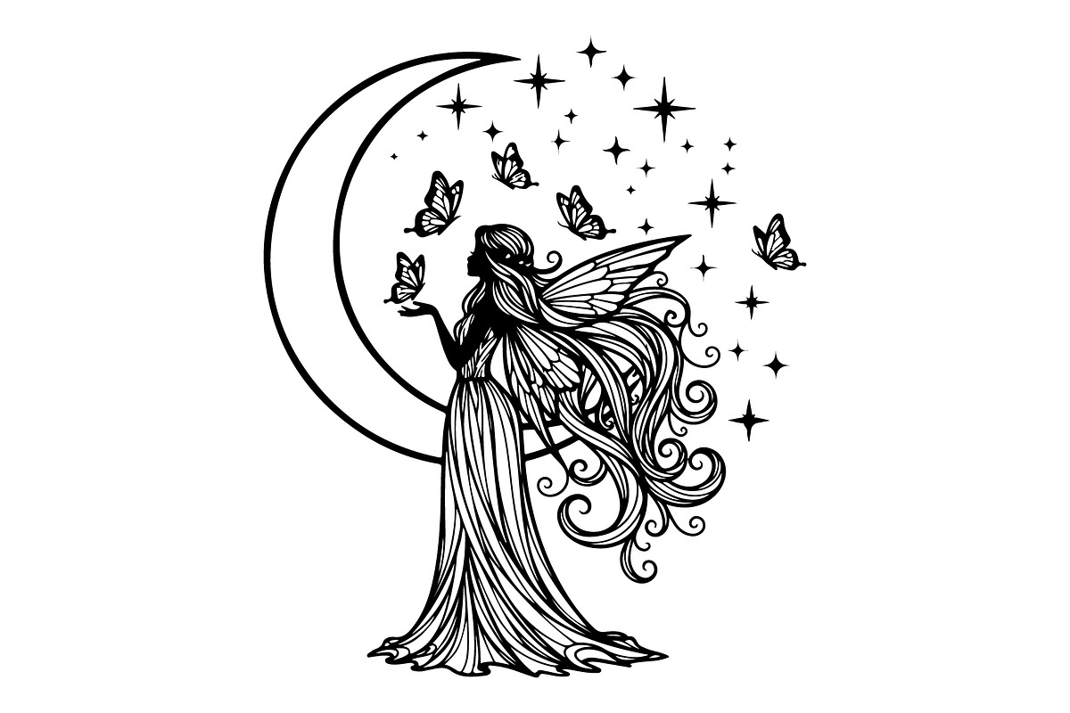 Fairy Moon Butterfly Silhouette, an Object Illustration by Gaye Art (Photo 26 of 31)