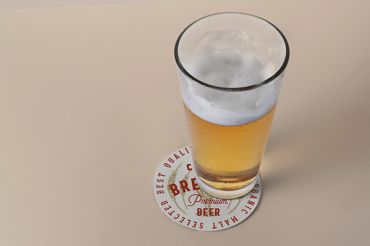 Beer Glass Coaster Mockup, a Mockup by Graphicnugget (Photo 2 of 4)
