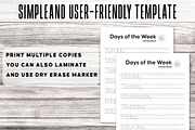 Days Of The Week Tracing Sheet, a Stationery Template by Graphicsnext (Thumbnail 3 of 3)