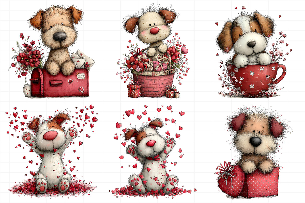Whimsical Valentines Dog Clipart, an Illustration by Daily.Designs (Photo 7 of 8)