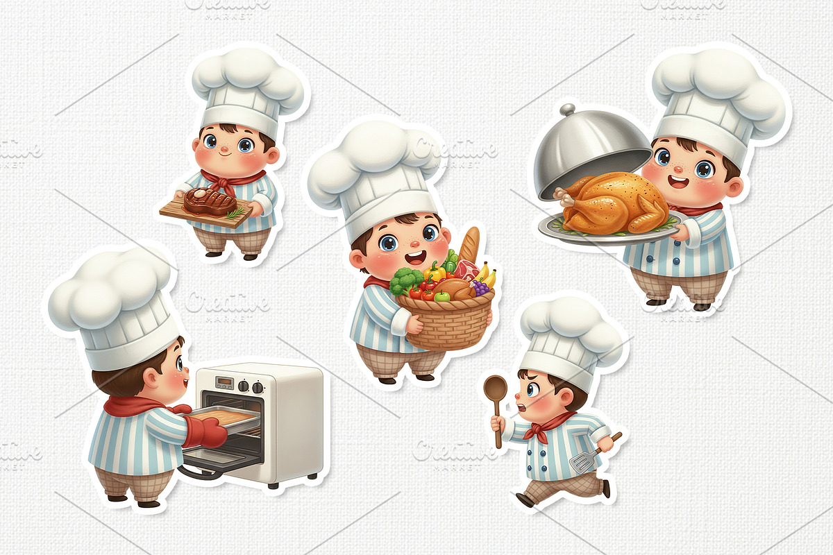 Joyful Chef Kid Adorable Cartoon, a Food Illustration by Gohsantosa (Photo 4 of 4)