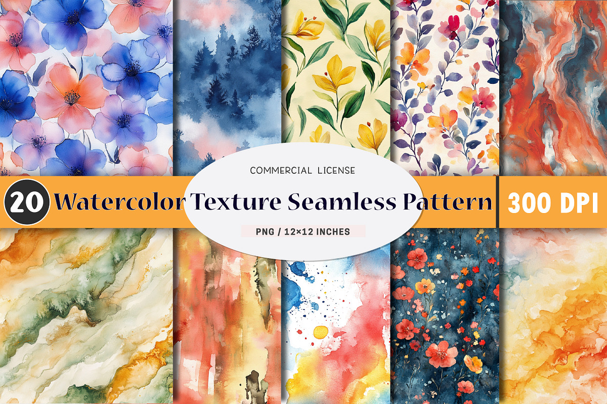 Watercolor Texture Seamless Pattern, a Pattern Graphic by SinaCreation (Photo 1 of 5)