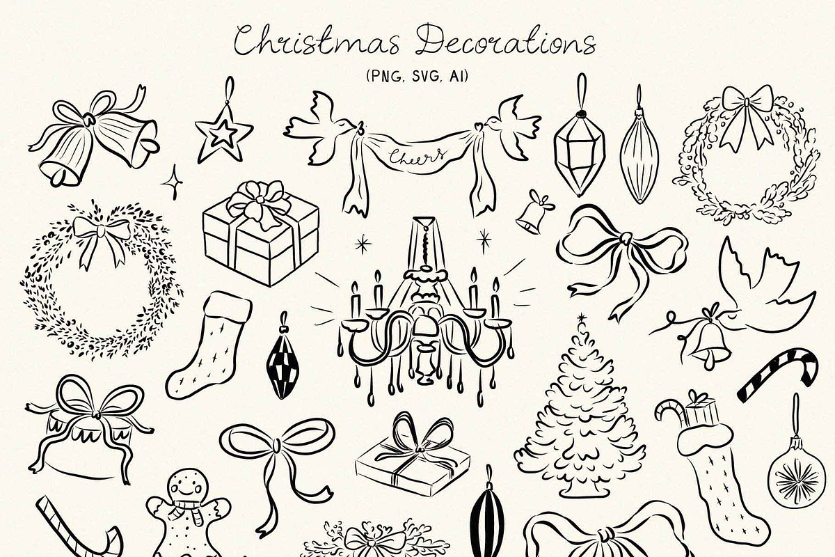 Hand Drawn Christmas SVG Bundle, a Seasonal Illustration by Ayya Studio (Photo 5 of 34)