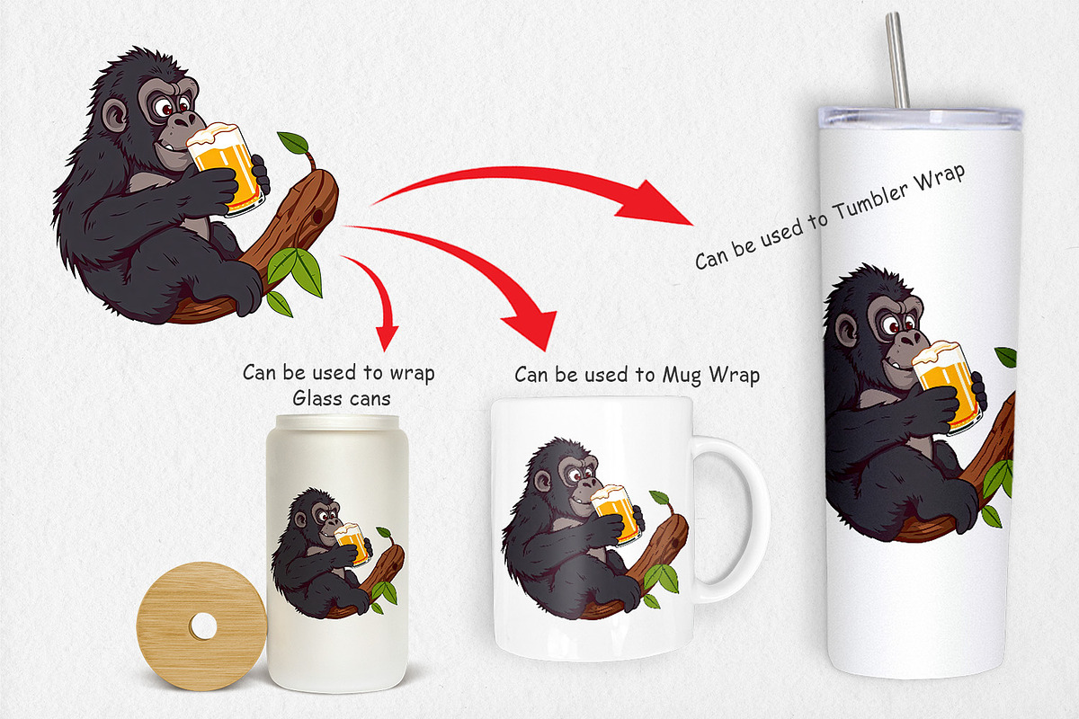 Gorilla Beer Day Clipart, a Graphic by Artnoy (Photo 4 of 5)