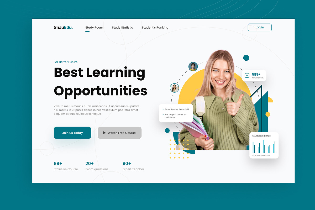 Minimalist Online Course Homepage, a Landing Page Template by Rukuru Studio (Photo 2 of 4)