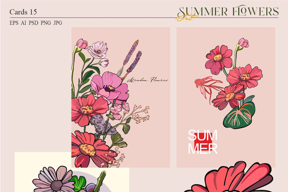 Summer flowers set, a Seasonal Illustration by Collection by VY (Photo 4 of 11)