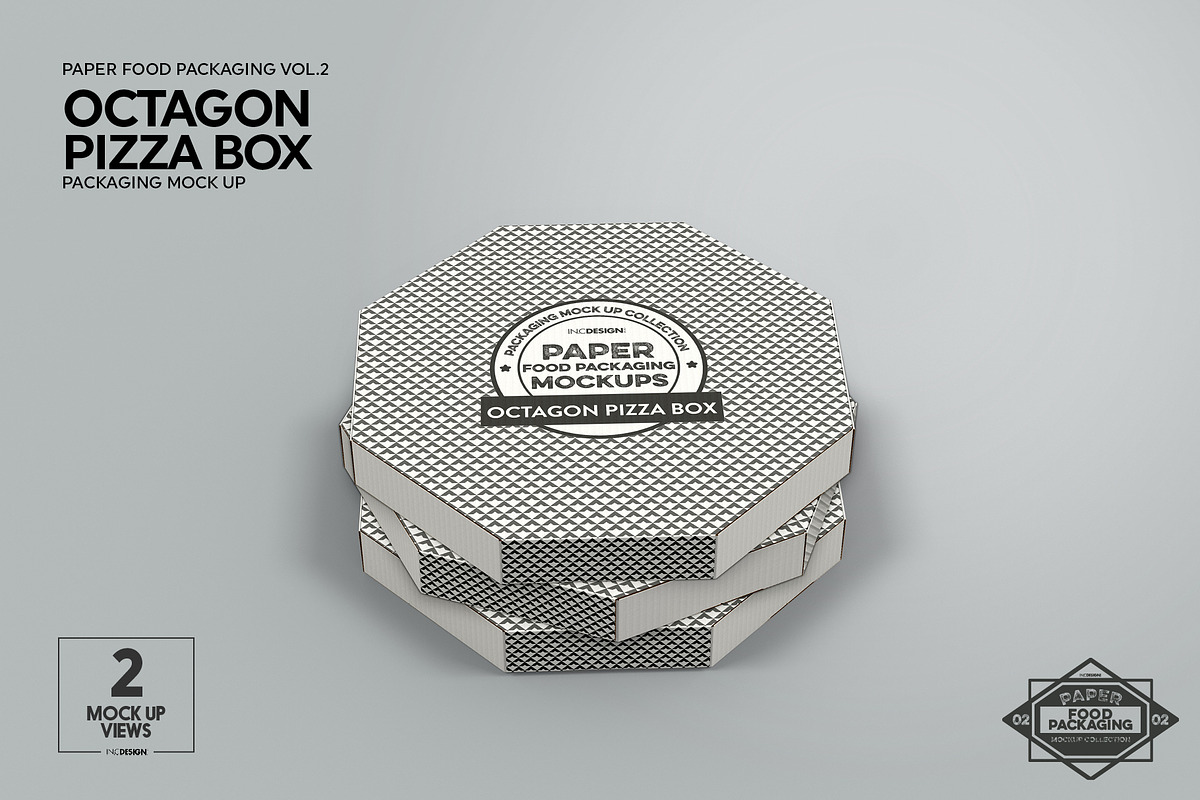 Octagon Pizza Box Packaging Mockup, a Cups & Container Mockup by INCDesign (Photo 2 of 6)