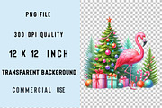 Watercolor Christmas Flamingo  Subli, an Illustration by SVGArt (Thumbnail 3 of 3)