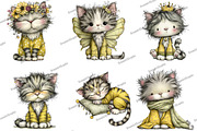 Whimsical Cats Clipart, an Illustration by DreamArtGraphic (Thumbnail 2 of 4)