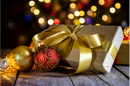 Christmas background with gifts, a Holiday Photo by yanadjana