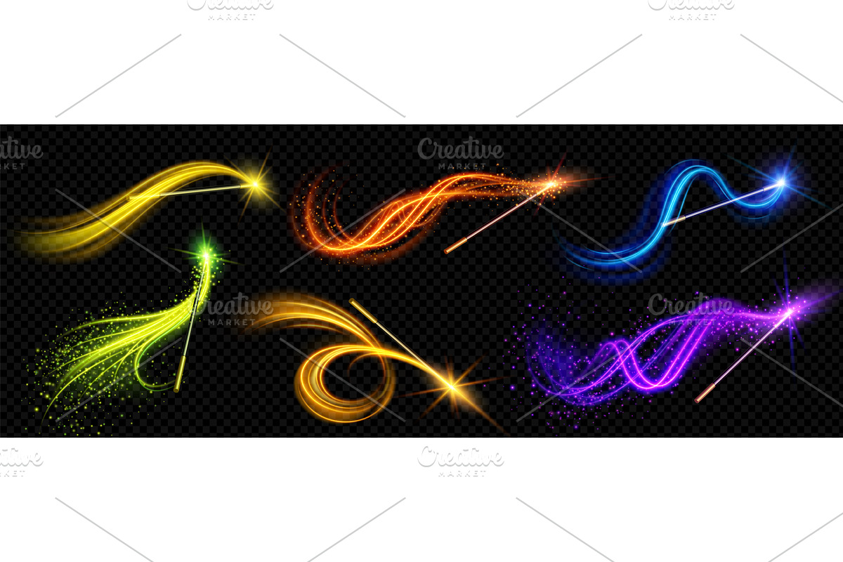 Magic wand with wizard spell sparkle, an Illustration by art PVP - market