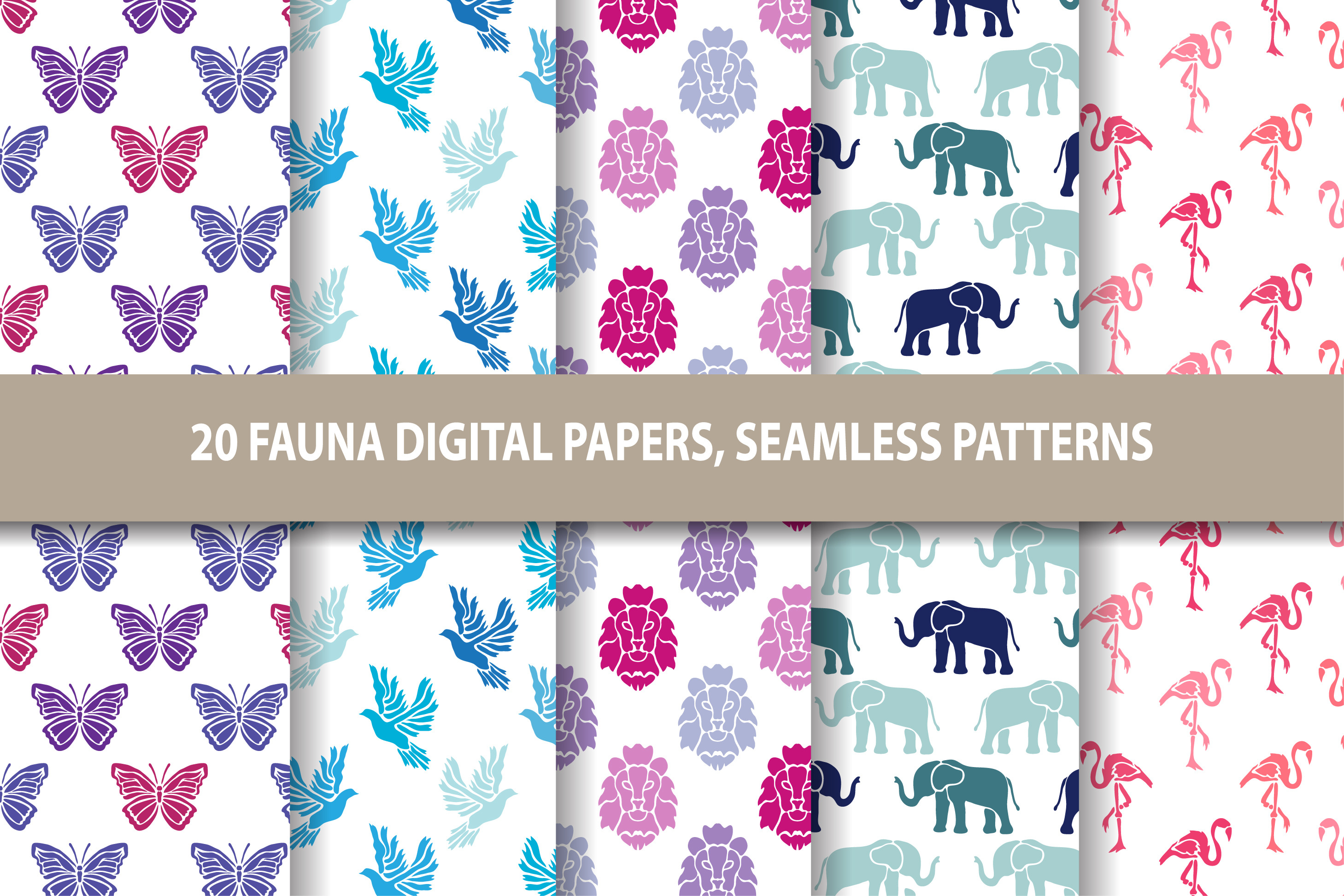 20 Fauna Seamless Digital Papers, a Pattern Graphic by Sunset&Sea Design