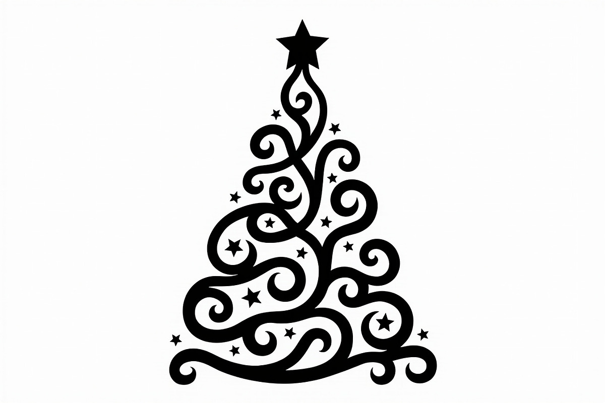 Elegant Christmas Tree Silhouette Se, an Illustration by balal (Photo 12 of 21)