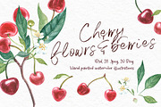 Cherry Graphic & Watercolor clipart, a Food Illustration by Ann Astro (Thumbnail 2 of 5)