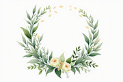 Watercolor Green Leaf Wreath Vector, an Illustration by hafijul (Thumbnail 9 of 12)