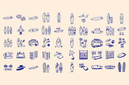 Summer Surfboard Icon Set, an Object Illustration by MkStudio