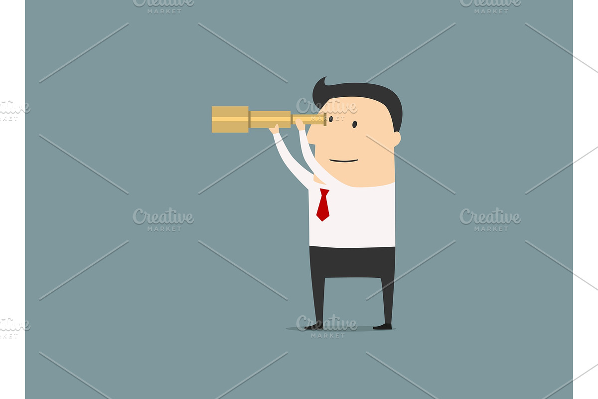 Businessman looking through spyglass, a Person Illustration by Vector Tradition (Photo 3 of 3)