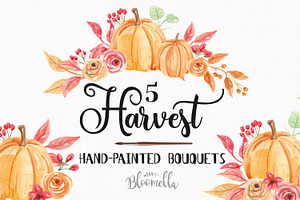 Pumpkin Clipart Bouquets Watercolor