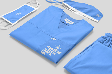 Medical Scrub Mockups, a Mask Mockup by GfxFoundry