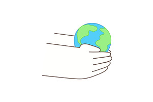 Human hands holding planet Earth, an Illustration by sceptical cactus