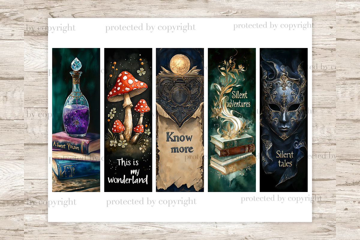 Fantasy Bookmarks Printable Set, a Person Illustration by GlamArtZhanna (Photo 2 of 9)