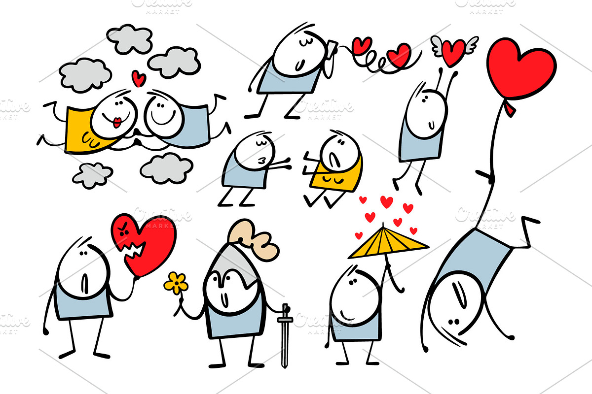 Cartoon love set 1., an Illustration by eka panova (Photo 2 of 6)