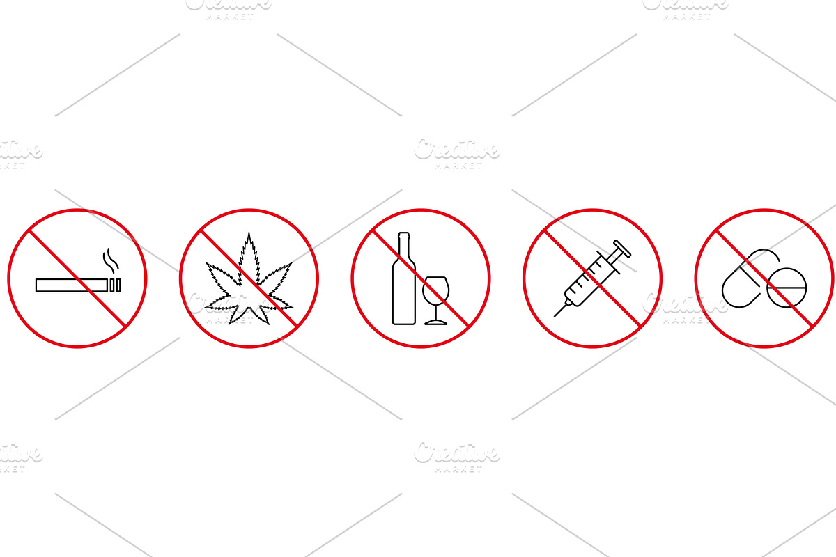 No Smoke Cigarette, Drink Alcohol, an Object Illustration by Vector Creator