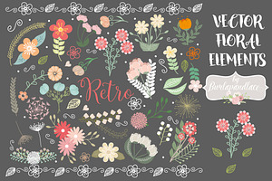 Vector retro flower elements