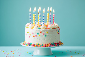 Delicious birthday cake with candles, a Photo by Pavel_design