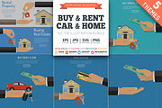 Buy and Rent Real Estate and Car, a Finance Illustration by TAlex (Thumbnail 1 of 7)