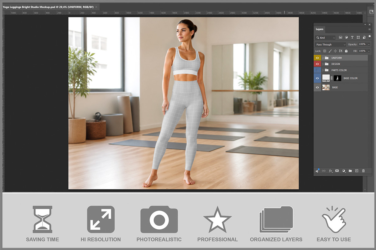 Yoga Leggings Bright Studio Mock PSD, a Bottom Mockup by Bruno's Shop (Photo 2 of 3)