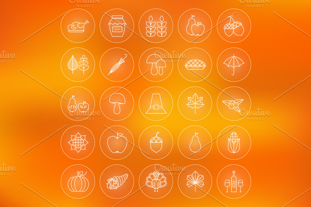 Thanksgiving Line Art Icons, an Outline Icon by Anna_leni (Photo 3 of 6)