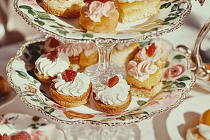 Traditional English afternoon tea at the manor, teatime scenes w, a Food & Drink Photo by Studio ANNA