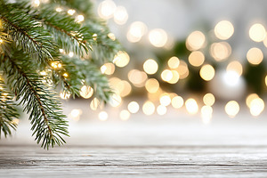 Christmas tree branch with glowing, a Holiday Photo by MistyDay