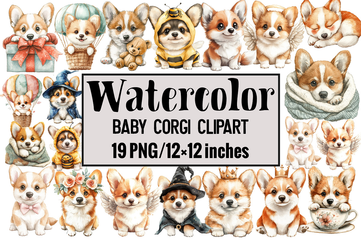 Baby Corgi Clipar, an Illustration by Design Market (Photo 1 of 3)