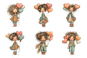 Quirky Valentine Day Girl Clipart, an Illustration by SinaCreation (Thumbnail 3 of 11)