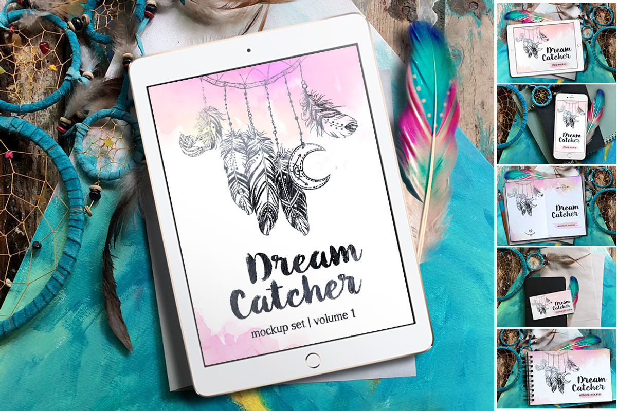 6 Dreamcatcher Mockups, a Packaging Mockup by Boho Mockup (Photo 1 of 3)