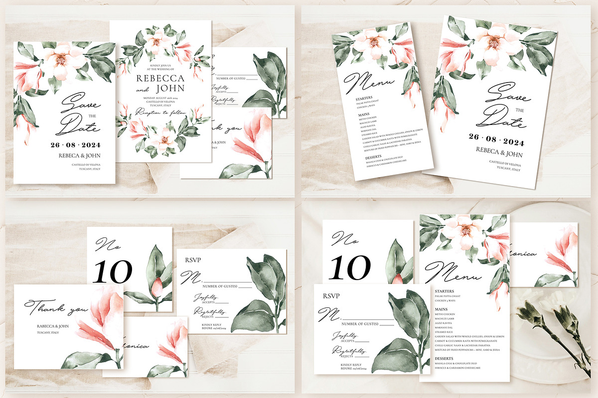 Pink Magnolia Wedding Invitation, an Invitation Template by Artberriez (Photo 5 of 5)
