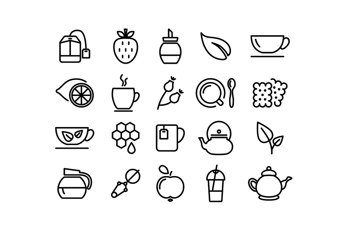TEA  - vector line icons, an Outline Icon by marusdesign (Photo 2 of 2)