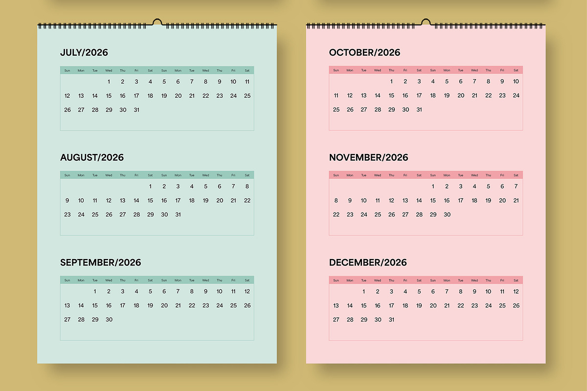 Modern Minimalist 2026 Calendar, a Stationery Template by MightyDesign (Photo 3 of 6)