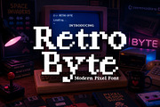 Retro Byte - Modern Pixel Font, a Serif Font by HipFonts (Thumbnail 2 of 8)