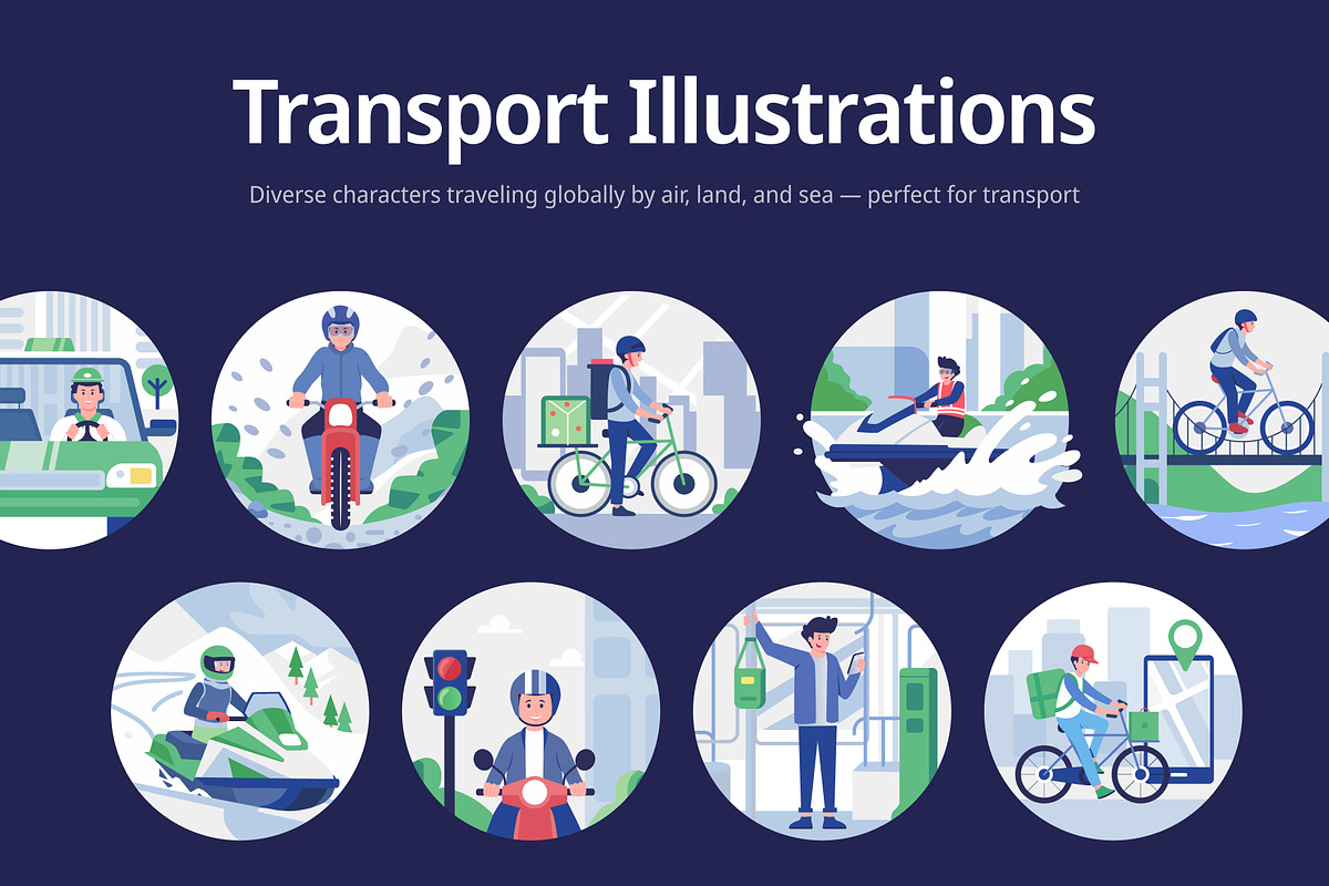 Transport Illustration Art Set, a Transportation Illustration by Creative Stall (Photo 1 of 9)