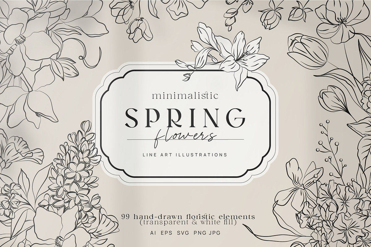 Minimalistic Spring Flowers Line Art, a Decorative Illustration by La Petite Line Art (Photo 1 of 12)