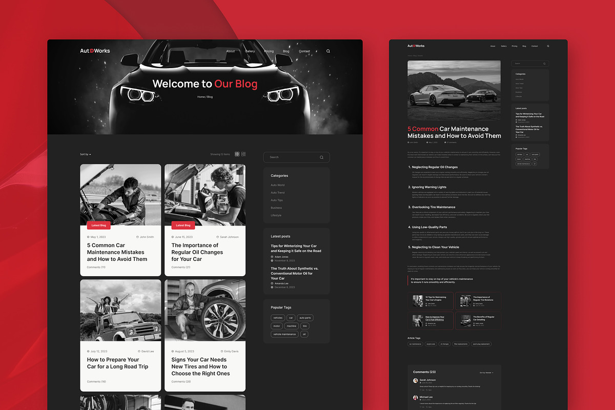 Auto Repair Website Design UI, an UI Kit Template by peterdraw