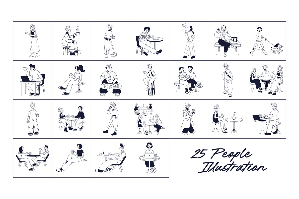 Café People – Hand-Drawn Coffee Shop, a Person Illustration by Invisual Studio (Photo 2 of 14)