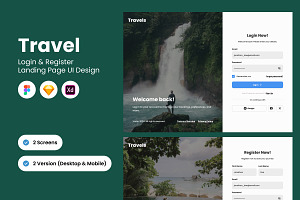 Travel Login & Register Form Design, an UI Kit Template by twinstd