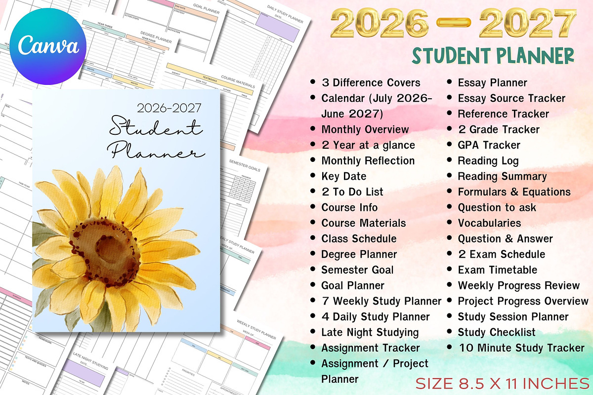 2026-2027 Student Planner, a Print Template by Adalin Shop (Photo 1 of 13)
